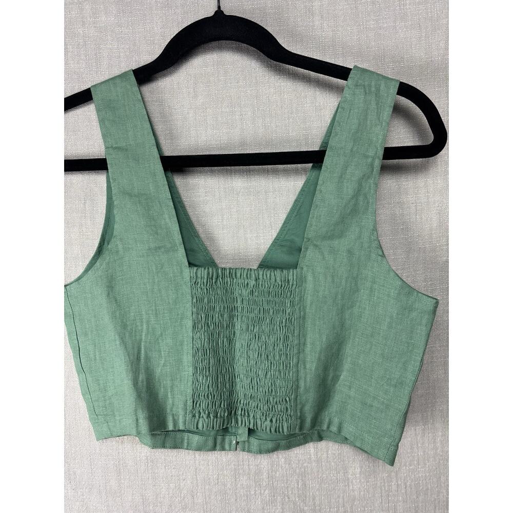 Madewell Linen Gwen Crop Vest Top Green Size 2 - Picture 8 of 8